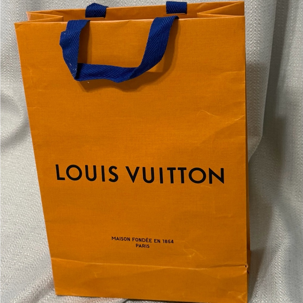 Louis Vuitton Orange Gift Bag with Blue Handles